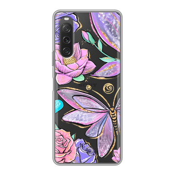 Силиконовый чехол на Sony Xperia 10 V с принтом Бабочки и цветы