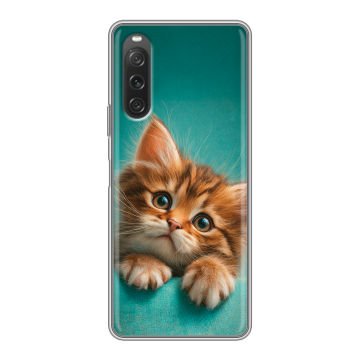 Силиконовый чехол на Sony Xperia 10 V с принтом котенок