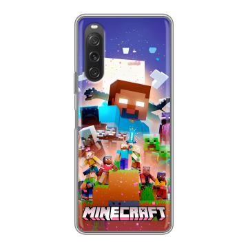 Силиконовый чехол на Sony Xperia 10 V с принтом Майнкрафт Minecraft