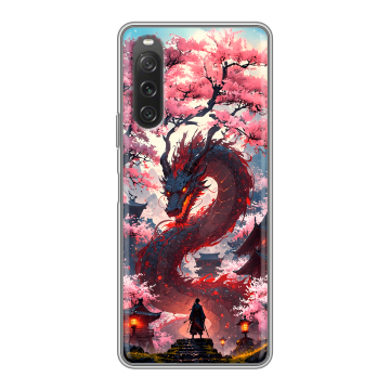 Силиконовый чехол на Sony Xperia 10 V с принтом Дракон Японский