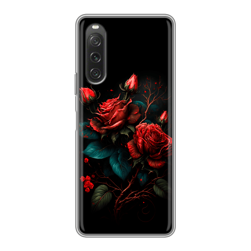 Силиконовый чехол на Sony Xperia 10 V с принтом Розы красные Силиконовый чехол на Sony Xperia 10 V с принтом Розы красные