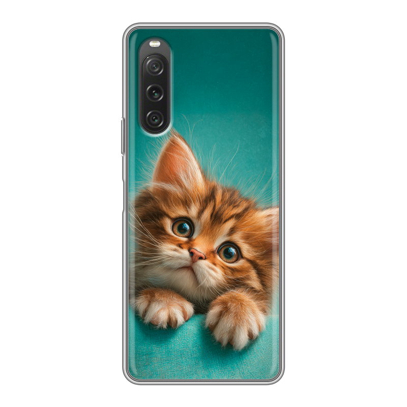 Силиконовый чехол на Sony Xperia 10 V с принтом котенок Силиконовый чехол на Sony Xperia 10 V с принтом котенок