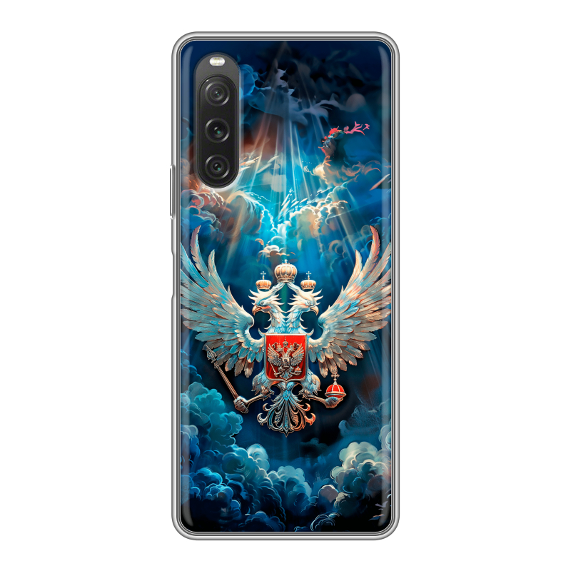 Силиконовый чехол на Sony Xperia 10 V с принтом Герб флаг России Силиконовый чехол на Sony Xperia 10 V с принтом Герб флаг России