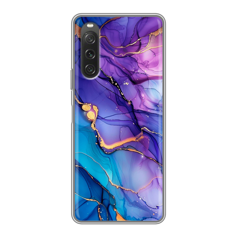 Силиконовый чехол на Sony Xperia 10 V с принтом синий мрамор Силиконовый чехол на Sony Xperia 10 V с принтом синий мрамор