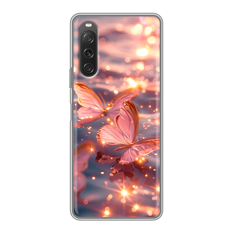 Силиконовый чехол на Sony Xperia 10 V с принтом бабочки розовые Силиконовый чехол на Sony Xperia 10 V с принтом бабочки розовые