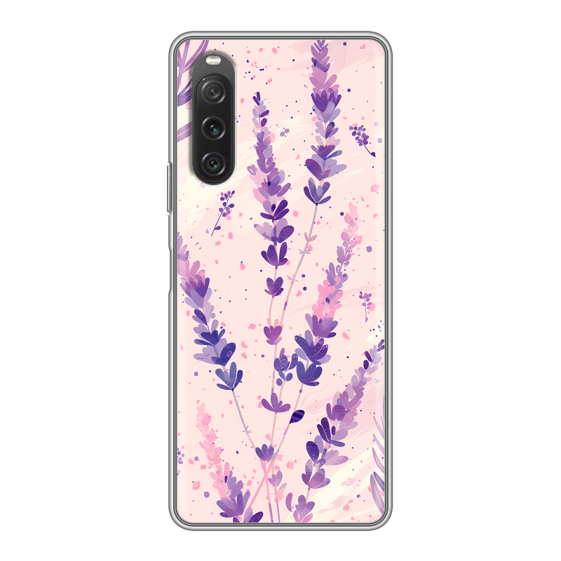 Силиконовый чехол на Sony Xperia 10 V с принтом цветы лаванда Силиконовый чехол на Sony Xperia 10 V с принтом цветы лаванда