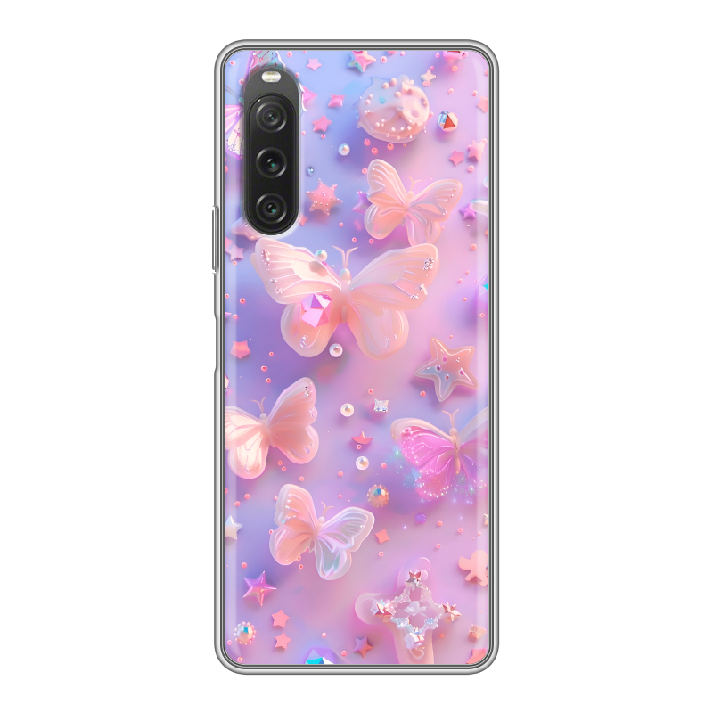 Силиконовый чехол на Sony Xperia 10 V с принтом Бабочки Силиконовый чехол на Sony Xperia 10 V с принтом Бабочки