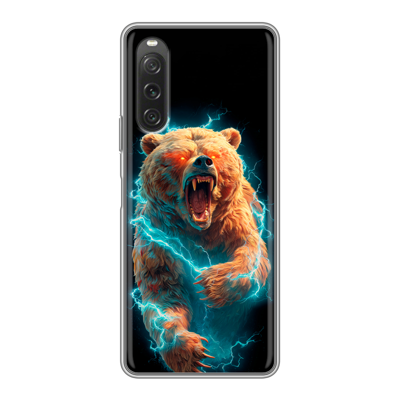 Силиконовый чехол на Sony Xperia 10 V с принтом Медведь Силиконовый чехол на Sony Xperia 10 V с принтом Медведь