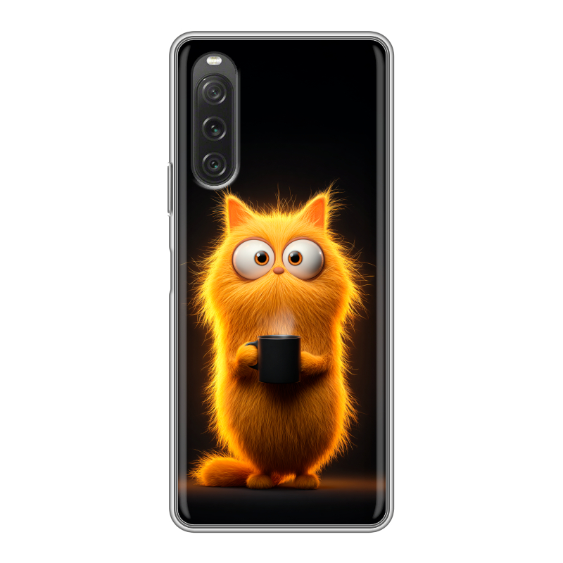 Силиконовый чехол на Sony Xperia 10 V с принтом Смешной кот Силиконовый чехол на Sony Xperia 10 V с принтом Смешной кот