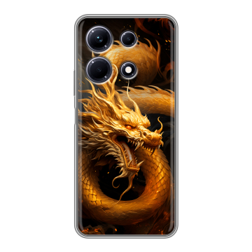 Силиконовый чехол на Infinix Note 30 с принтом Золотой дракон