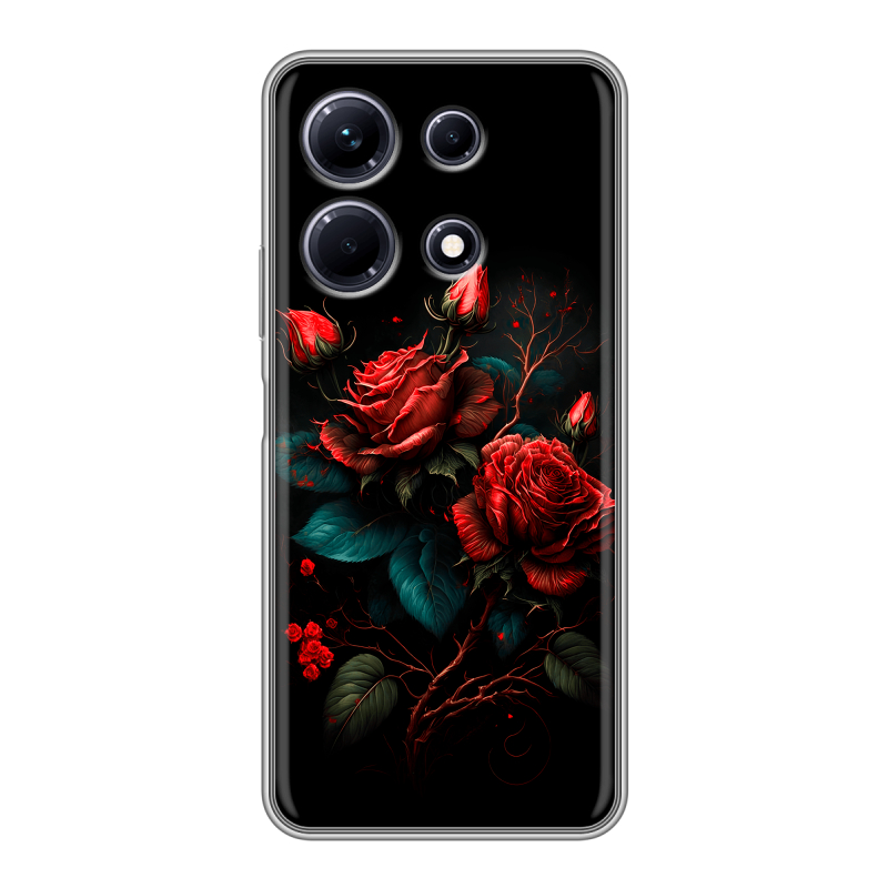 Силиконовый противоударный чехол на Infinix Note 30 с принтом Розы красные Силиконовый противоударный чехол на Infinix Note 30 с принтом Розы красные