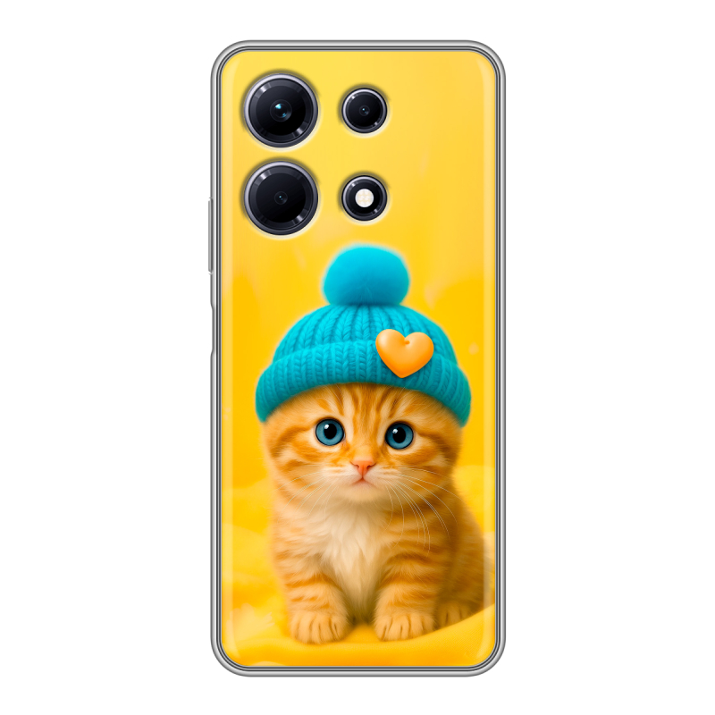 Силиконовый противоударный чехол на Infinix Note 30 с принтом Котенок в шапке Силиконовый противоударный чехол на Infinix Note 30 с принтом Котенок в шапке