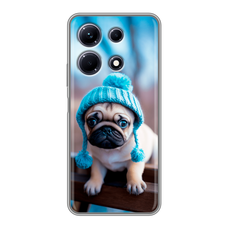 Силиконовый противоударный чехол на Infinix Note 30 с принтом Мопс в шапке Силиконовый противоударный чехол на Infinix Note 30 с принтом Мопс в шапке