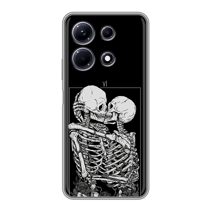 Силиконовый противоударный чехол на Infinix Note 30 с принтом Поцелуй скелетов Силиконовый противоударный чехол на Infinix Note 30 с принтом Поцелуй скелетов