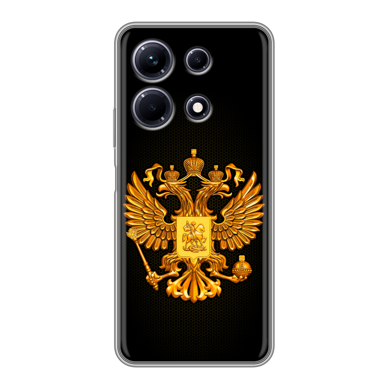 Силиконовый чехол на Infinix Note 30 с принтом Герб России желтый Силиконовый чехол на Infinix Note 30 с принтом Герб России желтый