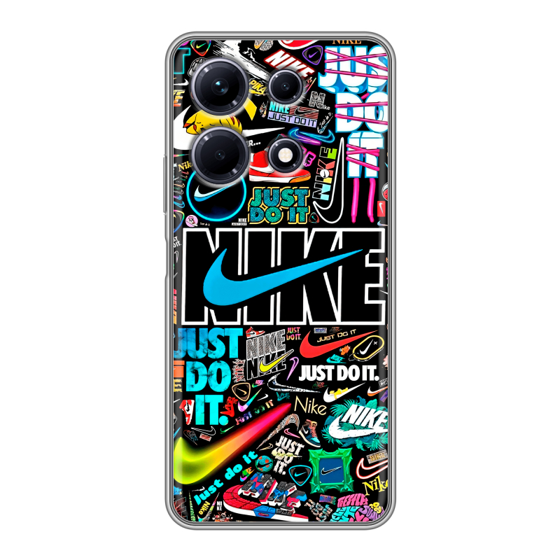 Силиконовый чехол на Infinix Note 30 с принтом найк nike черный Силиконовый чехол на Infinix Note 30 с принтом найк nike черный