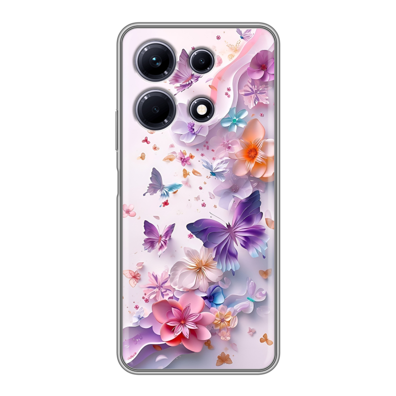 Силиконовый чехол на Infinix Note 30 с принтом цветы бабочки Силиконовый чехол на Infinix Note 30 с принтом цветы бабочки