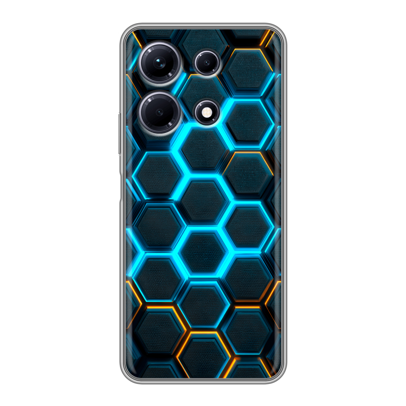 Силиконовый противоударный чехол на Infinix Note 30 с принтом Неоновые соты Силиконовый противоударный чехол на Infinix Note 30 с принтом Неоновые соты