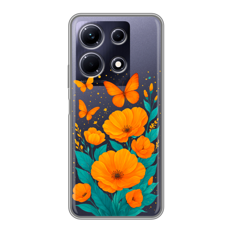 Силиконовый противоударный чехол на Infinix Note 30 с принтом цветы бабочки Силиконовый противоударный чехол на Infinix Note 30 с принтом цветы бабочки