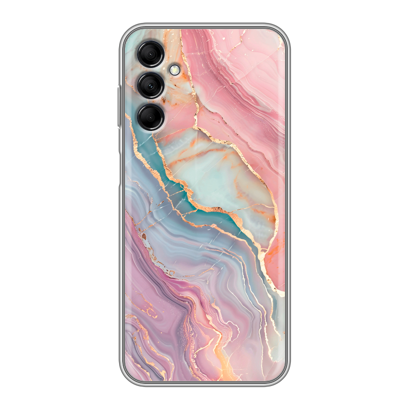 Силиконовый противоударный чехол на Samsung Galaxy M14 5G с принтом розовый мрамор Силиконовый противоударный чехол на Samsung Galaxy M14 5G с принтом розовый мрамор