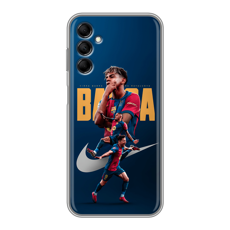 Силиконовый чехол на Samsung Galaxy M14 5G с принтом Барселона Barca Yamal Силиконовый чехол на Samsung Galaxy M14 5G с принтом Барселона Barca Yamal