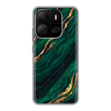 Силиконовый чехол на Tecno Pop 7 с принтом Мрамор зеленое золото