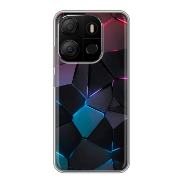 Силиконовый чехол на Tecno Pop 7 с принтом Геометрия неона