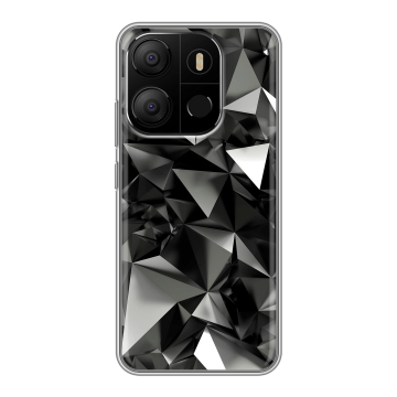 Силиконовый чехол на Tecno Pop 7 с принтом Черные кристаллы