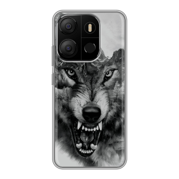Силиконовый чехол на Tecno Pop 7 с принтом Волк