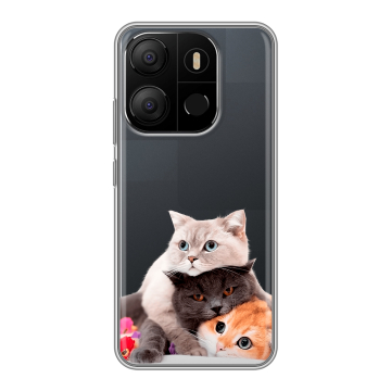 Силиконовый чехол на Tecno Pop 7 с принтом Кошки