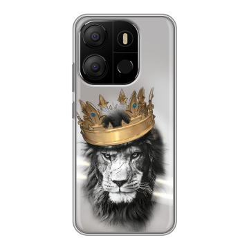 Силиконовый чехол на Tecno Pop 7 с принтом Лев с короной