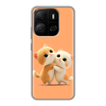 Силиконовый чехол на Tecno Pop 7 с принтом Милые котики