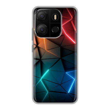 Силиконовый чехол на Tecno Pop 7 с принтом Абстракция неон