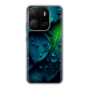 Силиконовый чехол на Tecno Pop 7 с принтом Листья