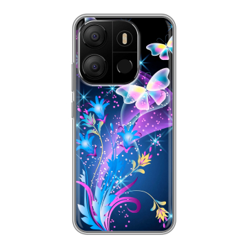 Силиконовый чехол на Tecno Pop 7 с принтом Бабочки