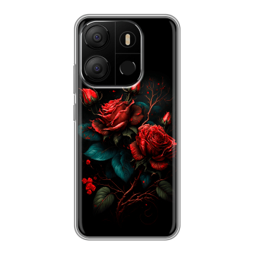 Силиконовый чехол на Tecno Pop 7 с принтом Розы красные