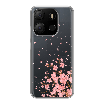 Силиконовый чехол на Tecno Pop 7 с принтом Ветка сакуры