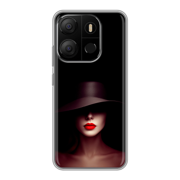 Силиконовый чехол на Tecno Pop 7 с принтом Девушка в шляпе