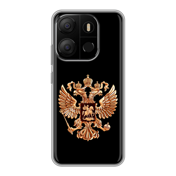 Силиконовый чехол на Tecno Pop 7 с принтом Герб России золотой Силиконовый чехол на Tecno Pop 7 с принтом Герб России золотой