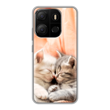 Силиконовый чехол на Tecno Pop 7 с принтом Котята