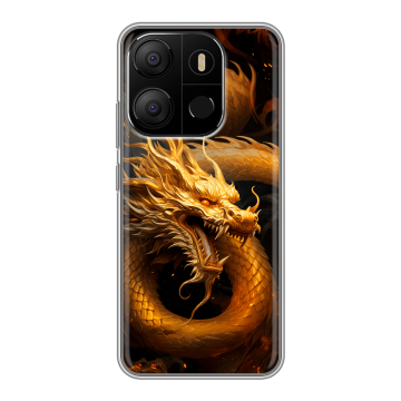 Силиконовый чехол на Tecno Pop 7 с принтом Золотой дракон Силиконовый чехол на Tecno Pop 7 с принтом Золотой дракон