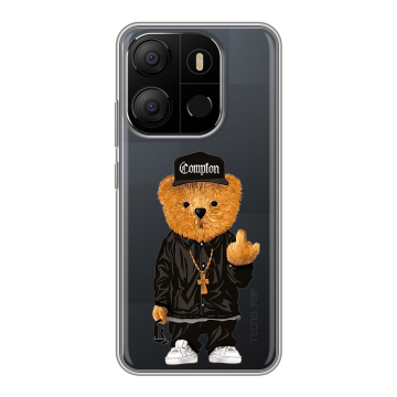 Силиконовый чехол на Tecno Pop 7 с принтом Мишка