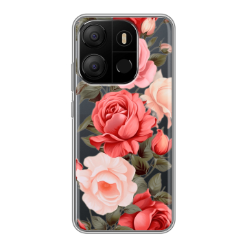 Силиконовый чехол на Tecno Pop 7 с принтом Розы