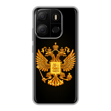 Силиконовый чехол на Tecno Pop 7 с принтом Герб России желтый