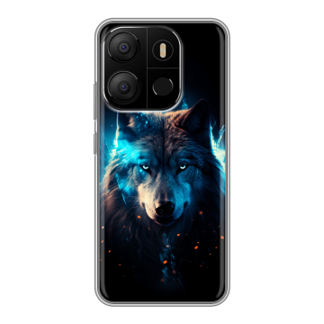 Силиконовый чехол на Tecno Pop 7 с принтом Волк ночной