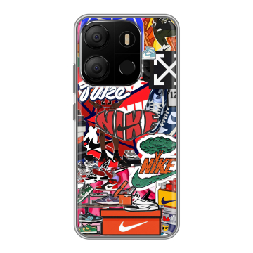 Силиконовый чехол на Tecno Pop 7 с принтом Найк Nike яркий