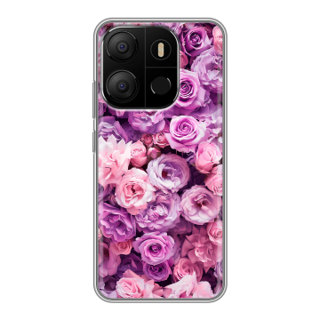 Силиконовый чехол на Tecno Pop 7 с принтом лавандовые розы Силиконовый чехол на Tecno Pop 7 с принтом лавандовые розы