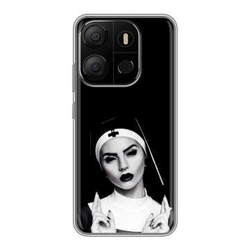 Силиконовый чехол на Tecno Pop 7 с принтом монашка