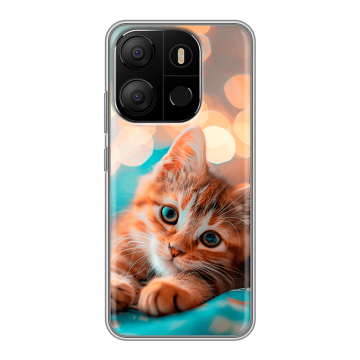 Силиконовый чехол на Tecno Pop 7 с принтом котик