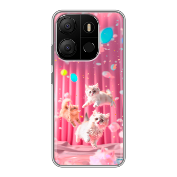 Силиконовый чехол на Tecno Pop 7 с принтом милые котики Силиконовый чехол на Tecno Pop 7 с принтом милые котики